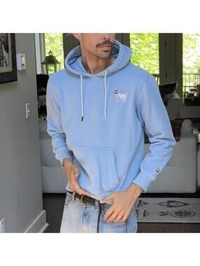 Goat USA Light Blue Embroidered Hoodie Sweatshirt Size Small